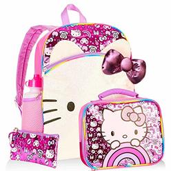 hello kitty backpack and lunch box set for kids boys girls -- 5 pc 16" kitty backpack, lunch bag, and more bundle (hello kitt