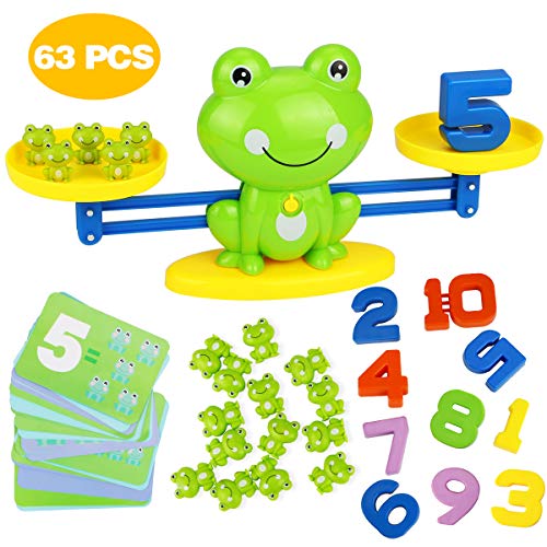 Aitbay Cool Math Game, Frog Balance Counting Toys for Boys & Girls Educational Number Toy Fun Children's Gift STEM Learning