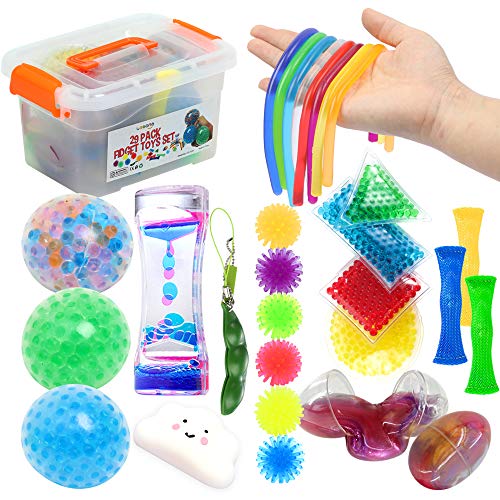 tandpine Skuespiller Harden LESONG Fidget Toys Set 29Pack, Sensory Relieves Stress & Anxiety Squeeze Toy  for Kids Teens and Adults ADHD ADD Autism, Fun