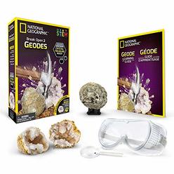 NATIONAL GEOGRAPHIC Break Open 2 Geodes Science Kit â?? Includes Goggles, Detailed Learning Guide and Display Stand - Great