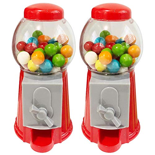ArtCreativity Gumball Machine Bank for Kids, Set of 2, 5.25 Inch Desktop Bubble Gum Mini Candy Dispenser, Unique Money Saving