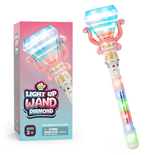 Ipidipi Toys Light-Up Spinning Diamond Wand for Kids in Gift Box, Rotating LED Toy for Girls and Boys, Magic Princess Sensory Toys,