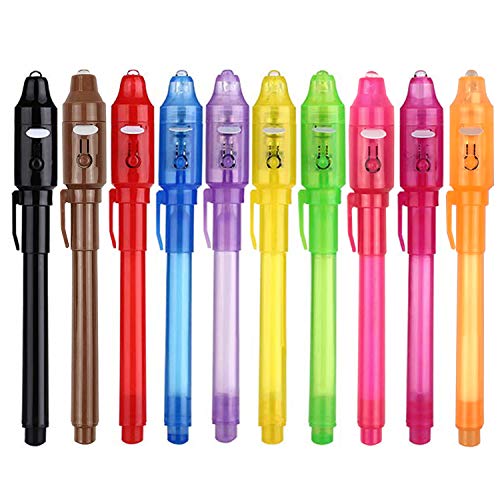 SCStyle Invisible Ink Pen 10Pcs Latest Spy Pen with uv Light Magic Marker Kid Pens for Secret Message and Birthday Party