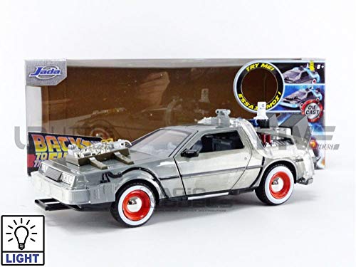 Jada Toys Back to The Future Part III 1:24 Time Machine Die-cast Car Light Up Feature, Toys for Kids and Adults