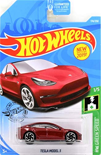 Hot Wheels 2019 HW Green Speed Tesla Model 3 174/250, Maroon
