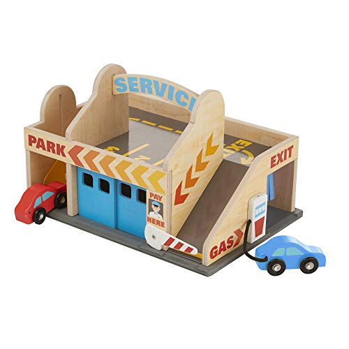 Melissa & Doug Service Station Parking Garage With 2 Wooden Cars and Drive-Thru Car Wash (SIOC)