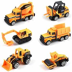 Winkon Kids Construction Toys - Kids Birthday Gifts, 6 Pcs Play Trucks Toy Construction Truck Toddlers Boys Small Kid Toys Mini Car