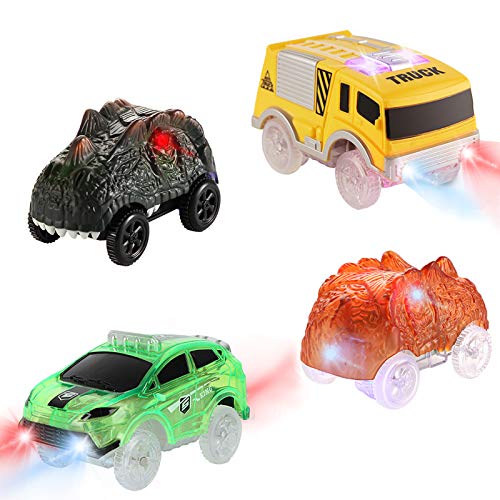 Save Unicorn Tracks Cars Only Replacement, Track Cars for Tracks Magic Glow in the Dark, Racing Car Tracks Accessories with Flashing LED