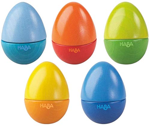 HABA USA HABA Musical Eggs - 5 Wooden Eggs with Acoustic Sounds (Made in Germany)