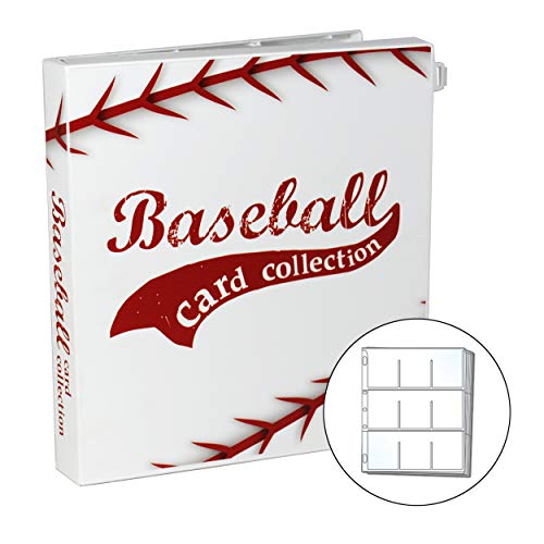 UniKeep Baseball Themed Trading Card Collection Binder with 10 Platinum Series Trading Card Pages. Fully Enclosed Case to Keep Cards Secure