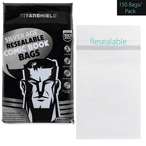 titanshield TitanShield Silver Age Re-Sealable Comic Book Bags (150 Count)