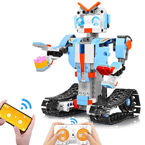 AOKESI Building Block Robot Kits for Kids, Remote & APP Control Robot Snap Together Engineering Kits STEM Building Toys Best