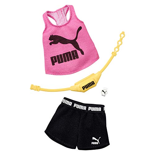 Barbie Clothes: Puma Outfit Doll with 2 Accessories, Shorts Set, Multicolor, Model:GHX79