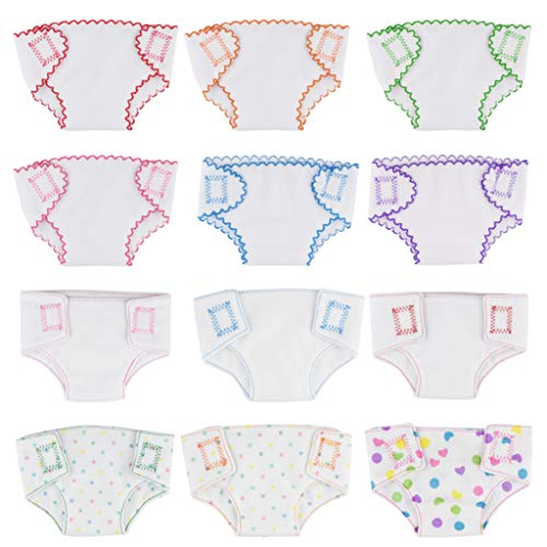 Dxhycc 12 Pack Doll Diapers Doll Underwear for 14-18 Inch