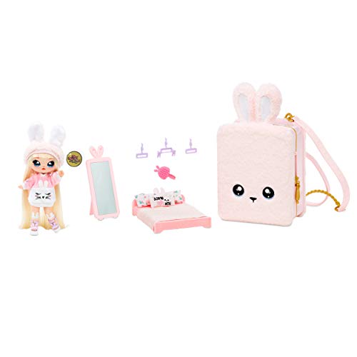 MGA Entertainment Na! Na! Na! Surprise 3-in-1 Backpack Bedroom Pink Bunny Playset with Limited Edition Doll