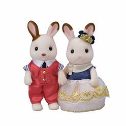 calico critters town series cute couple set, set of 2 collectible doll figures with fashion and floral accessories