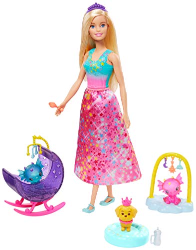 Barbie â€‹Barbie Dreamtopia Dragon Nursery Playset with Barbie Princess Doll, Baby Dragons, Cradle and Accessories, Multi
