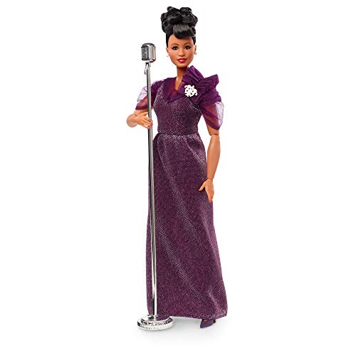 Barbie Inspiring Women Series Ella Fitzgerald Collectible Doll, Approx. 12-in, Wearing Purple Gown, with Microphone, Doll