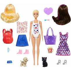 Barbie Color Reveal Doll Set with 25 Surprises Including 2 Pets & Day-to-Night Transformation: 15 Mystery Bags Contain Doll