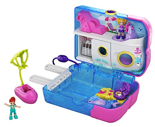 Polly Pocket Pocket World Sweet Sails Cruise Ship Compact, 2 Micro Dolls, Accessories, Multi