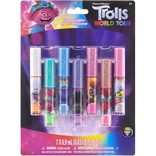 Townley Girl Trolls World Tour Super Sparkly 7 Pack Party Favor Lip Gloss, 7 CT