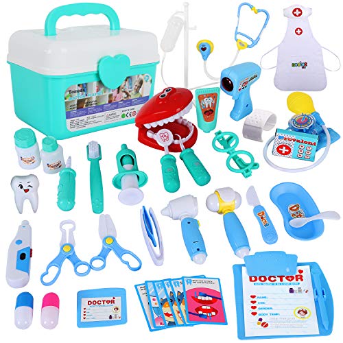 Tomons Toy Doctor Kit for Kids - 38 Pieces Kids Pretend Play Doctor Toys with Stethoscope Dentist Model, Medical Kit Doctor