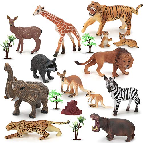 LBLA Safari Animals Figures Toys 18 Piece, Realistic Wild Zoo Animal  Figurines, Plastic African Jungle Animals