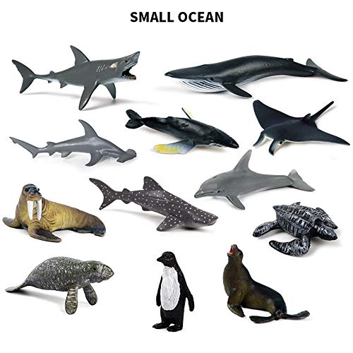 EOIVSH 12 Pack Mini Ocean Animal Figures, Plastic Educational Sea Creature  Toys Realistic Miniature Figruines Marine Bath Pool Toys