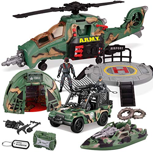 JOYIN 10-in-1 Jumbo Military Combat Helicopter Toy Set with
