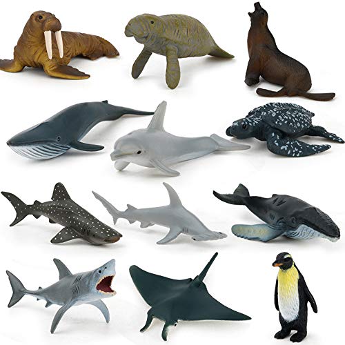 Showvigor Sea Animal Toy Set,12 pcs Animal Sea Figures Ocean Toy for Kids,  Children, Toddlers,Realistic Set for Sea Lovers, Includes