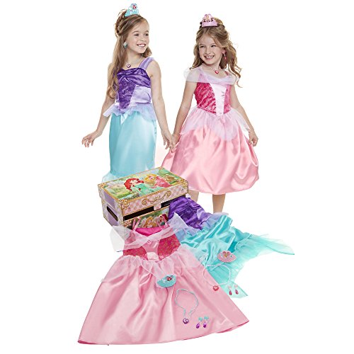 disney dress up princess trunk with Accessories Doll Clothing, 27 Pieces toy gem decorations Disney Princess Ariel & Aurora