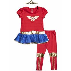 DC Comics Toddler Girls Wonder Woman Costume T-Shirt and Leggings Set with Crown 4T