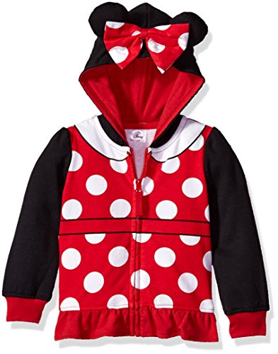 Disney baby girls Minnie Mouse Costume Zip-up Hoodie Hooded Sweatshirt, Black/Red, 2T US