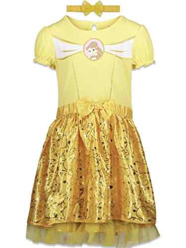 Disney Beauty and The Beast Princess Belle Toddler Girls Costume Gown & Headband Set 3T Yellow