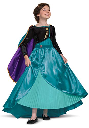 Disguise Disney Frozen 2 Anna Costume for Girls, Prestige Glam Dress and Cape Outfit, Child Size Small (4-6x)