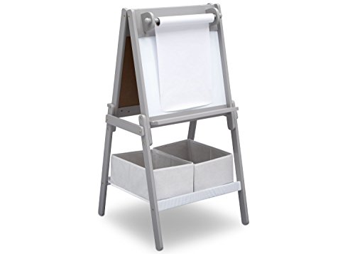 Delta Children MySize Kids Double-Sided Storage Easel -Ideal for Arts & Crafts, Drawing, Homeschooling and More, Grey