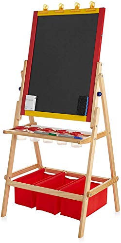 DELTA PRIME SAVINGS CLUB Children's Two Sided Art Easel, Magnetic Dry Eraser Board with Easel Chalkboard, Paper Roll for