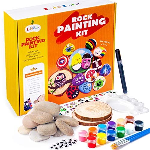 BOKIN Rock Painting Kit for Kids Ages 4-8,Hide and Seek for Kids 9-12 Arts  and Crafts Painting Gifts for Girls Boys