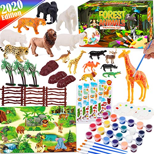 FunzBo Forest Animal Painting Art Set Kids Toys - Paint Your Own Animal  Toys Educational Birthday Gifts DIY Arts and Crafts