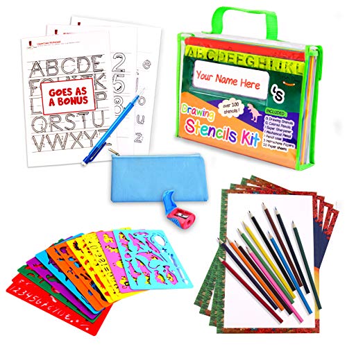 Happy Dueks Drawing Stencil Set â€“ 50-Piece Crafting Kit for Kids â€“ Best  Travel Activities for Toddlers â€“ Fun & Educational Toy for