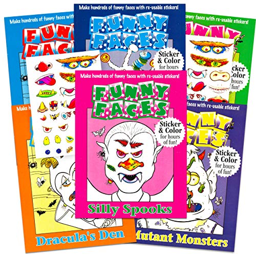 Make a Face Halloween Sticker Book Activity Pack for Kids Toddlers Adults -  6 Pack Monster Sticker Books Halloween Party