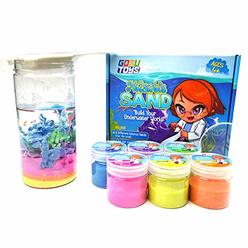Gosu Toys Atlantis Sand Hydrophobic Magic Sand Box Set Over 2lbs of Sand 6 Colors (Green, Yellow, Pink, Blue, Orange, Purple)