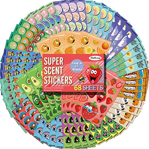 HORIECHALY Scratch and Sniff Stickers, 68 Sheets 17 Different Scents, Best Choice for Kids & Teachers & Parents as Reward