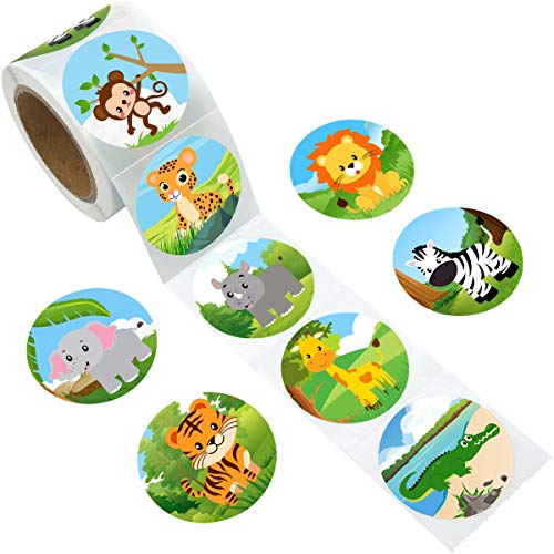 Fancy Land Zoo Animal Sticker Jungle Friends Perforated 200Pcs Per Roll for Kids Party