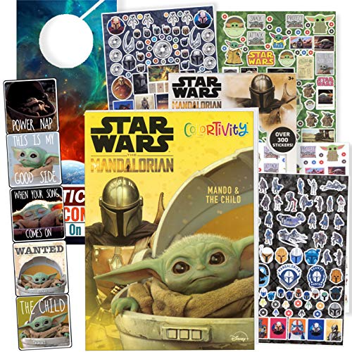 Disney Star Wars Mandalorian Coloring Book Set with Baby Yoda Stickers and Specialty Door Hanger(Star Wars Classic)