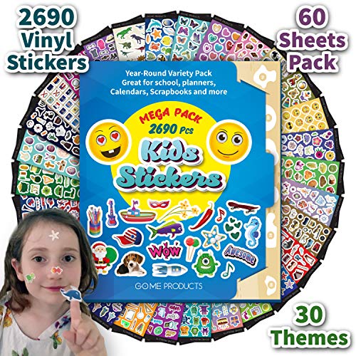 Go.Me.Products 2690 Scrapbooking Stickers for Kids & Toddlers Pack, Mega  Value Set of 60 Assorted Shiny Stickers Bulk of