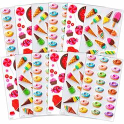 stickers Candy Donuts Ice Cream Food Sticker Bundle - 12 Pack Ice Cream Party Decorations Food Stickers for Kids (Party Decorations