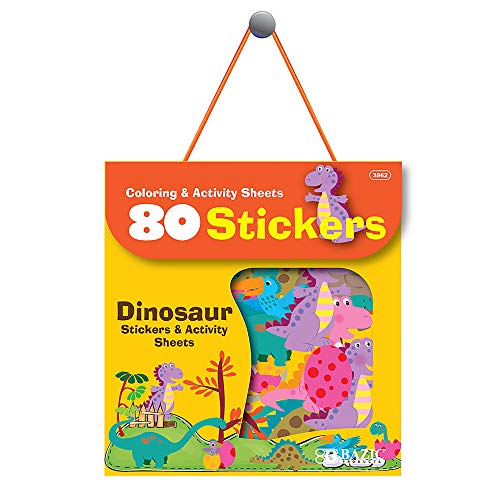 B BAZIC PRODUCTS BAZIC Dinosaur Sticker Assorted Stickers, Animal Jurassic Dragan Toddler Kid Activity Learning Coloring Book, Reward Gift Fun