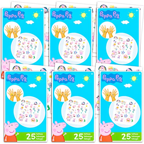 Nickelodeon Nick Jr Peppa Pig Tattoos Party Favors Pack ~ Bundle Includes 150 Peppa Pig Temporary Tattoos (Peppa Pig Party Supplies)