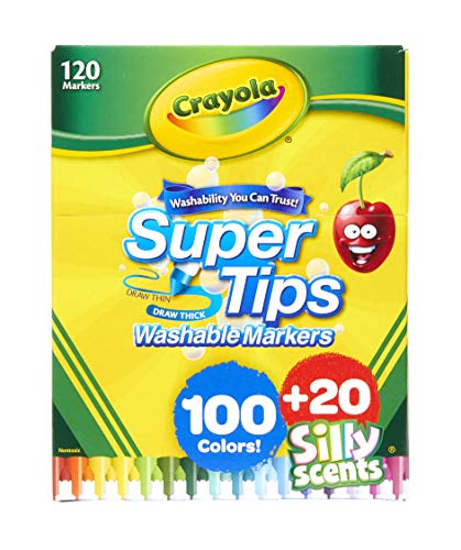 Crayola Super Tips Marker Set, Washable Markers, Assorted Colors, 120 Ct